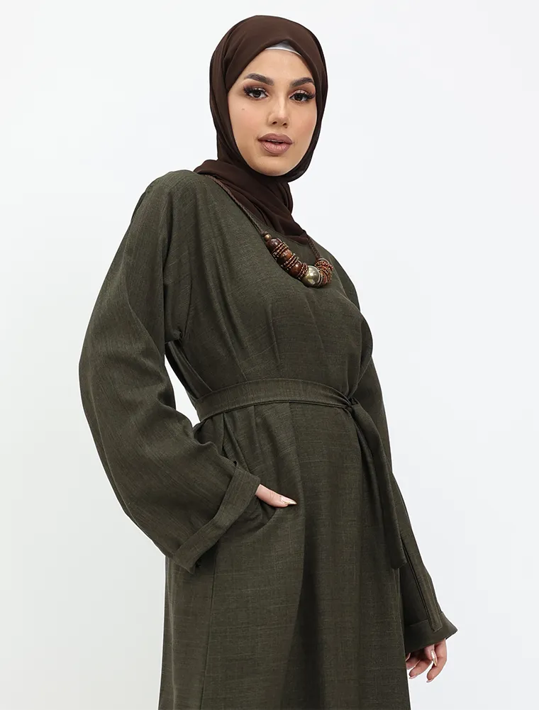 Olive Linen Abaya
